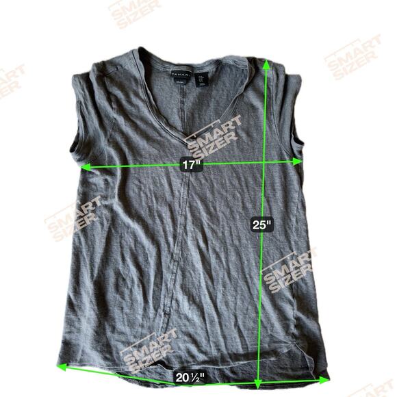 5 for 20 Lands’ End Green Cotton Tee & Tahari Gray Linen V-Neck Top Women’s M - Picture 2 of 9